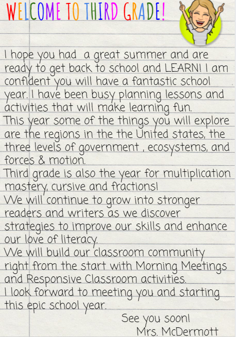 Student Welcome letter